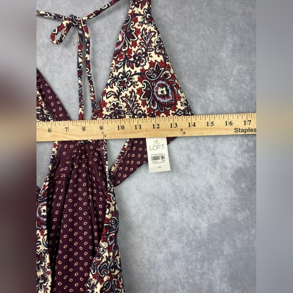 LOFT Paisley Print Cut Out One Piece Swimsuit Women's Size 14 - Picture 7 of 13